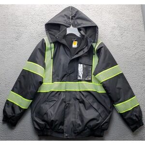 Safeguard Heavy-Duty Safety Jacket Mens M Black Reflective Waterproof Hooded
